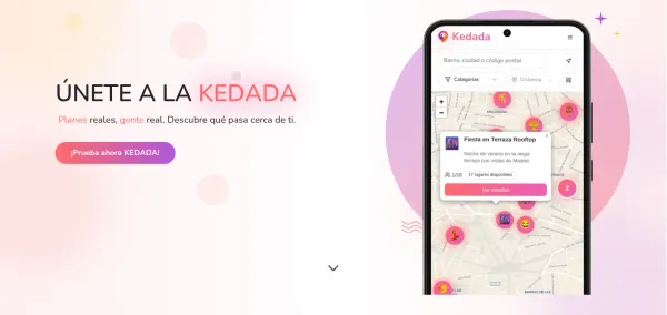 Screenshot of KEDADA — Plataforma social para planes presenciales project - Software